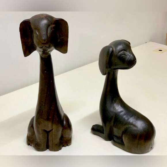 Set of 2 Vintage Pre WWII Japanese Hand Carved Stained Hardwood Animal Figurines - Picture 7 of 11